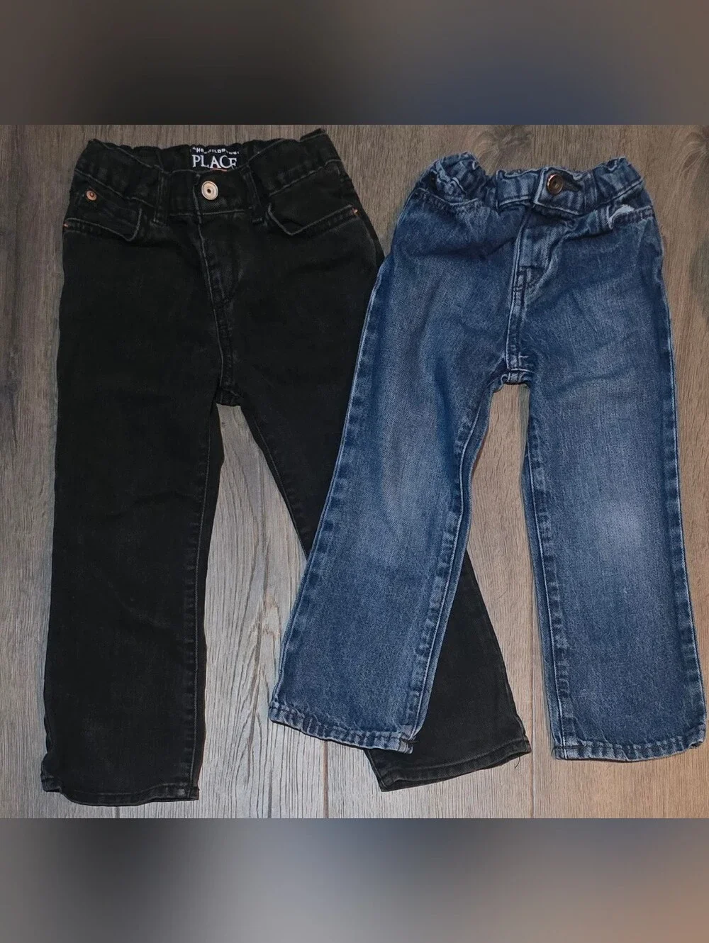 Lot Of 2 The Childrens Place Black & Blue Denim Bootcut Jeans Boys Size 4T